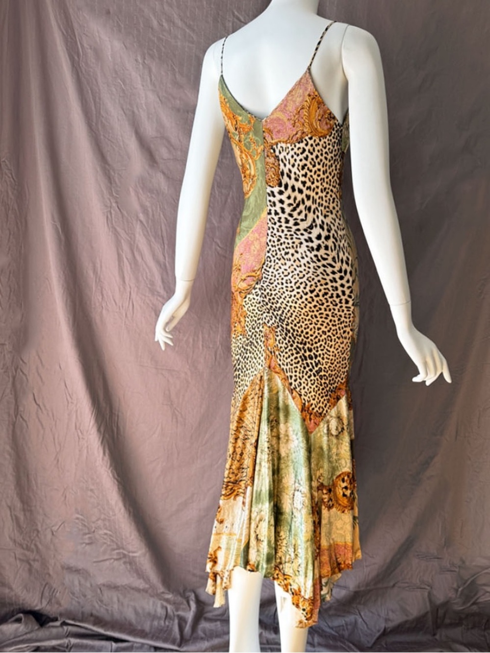Roberto Cavalli Vintage Rare A/W 2005 Baroque Animal Print Silk Midi Dress Gown - Picture 5 of 16